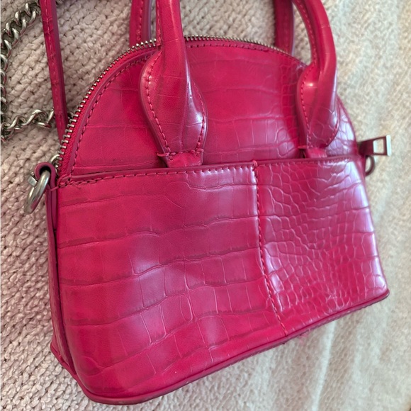 Zara Hot Pink Mini Faux Leather Croc Purse / Bag - Picture 3 of 6